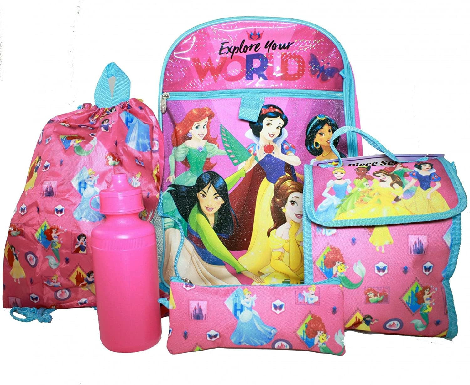 Disney Princess 5 pc Backpack Set